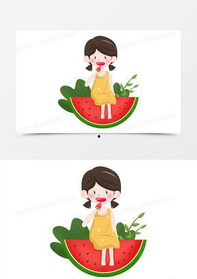 漫画女孩吃瓜,漫画女孩的甜蜜食趣